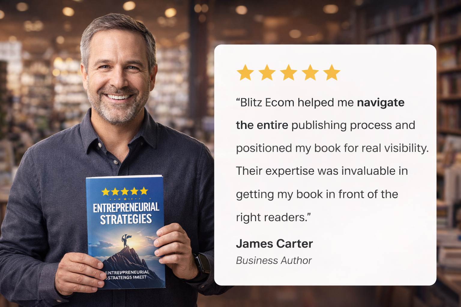 Successful author with business book